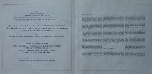 Ludwig Van Beethoven : Music For Violin And Cello Part One (5xLP, © P + Box, Comp, Box)