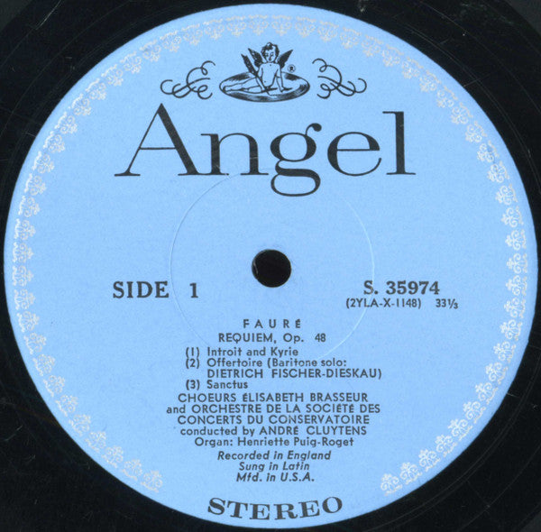 Gabriel Fauré : Victoria De Los Angeles, Dietrich Fischer-Dieskau, Choeurs Elisabeth Brasseur And Orchestre De La Société Des Concerts Du Conservatoire / André Cluytens : Requiem (LP, Album)