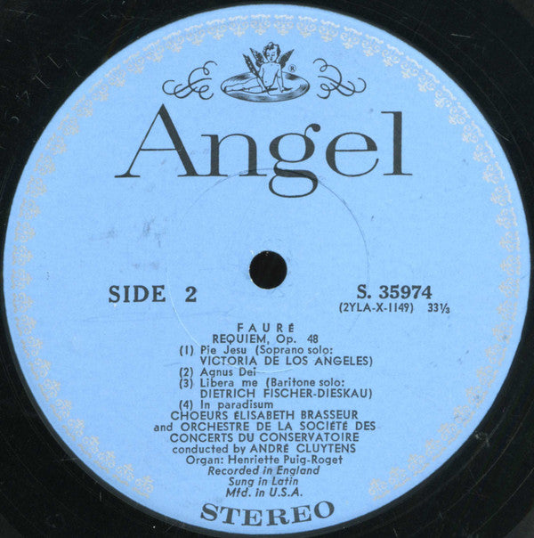 Gabriel Fauré : Victoria De Los Angeles, Dietrich Fischer-Dieskau, Choeurs Elisabeth Brasseur And Orchestre De La Société Des Concerts Du Conservatoire / André Cluytens : Requiem (LP, Album)