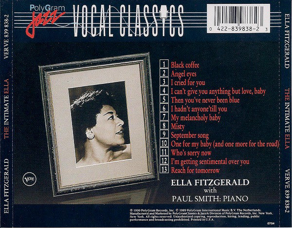 Ella Fitzgerald : The Intimate Ella (CD, Album, RE)