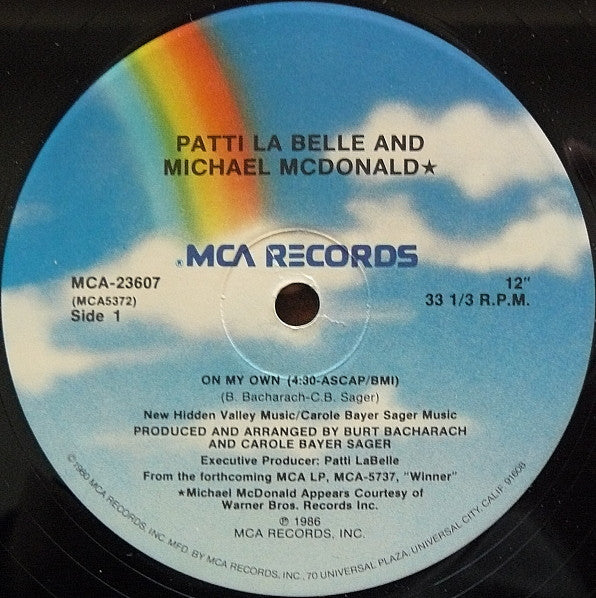 Patti LaBelle And Michael McDonald : On My Own (12" Version) (12", Pin)