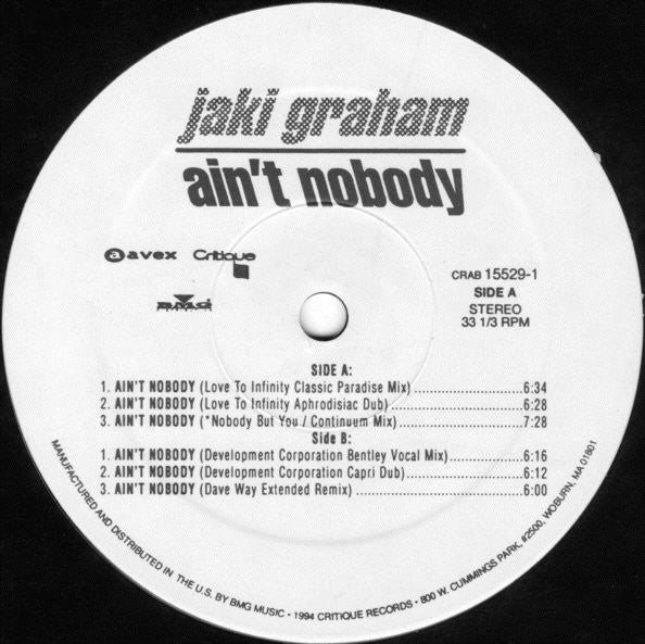 Jaki Graham : Ain't Nobody (12")
