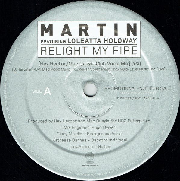 Ricky Martin Featuring Loleatta Holloway : Relight My Fire (12", Promo)