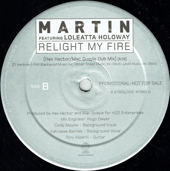 Ricky Martin Featuring Loleatta Holloway : Relight My Fire (12", Promo)