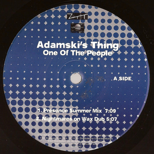 Adamski's Thing : One Of The People (12", Promo)