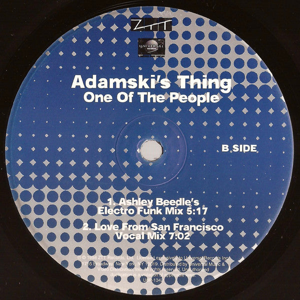 Adamski's Thing : One Of The People (12", Promo)