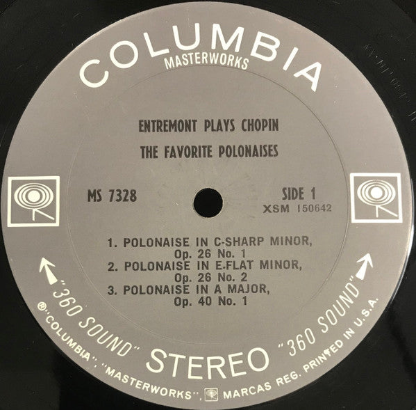 Philippe Entremont Plays Frédéric Chopin : Entremont Plays Chopin (The Favorite Polonaises) (LP, Album)