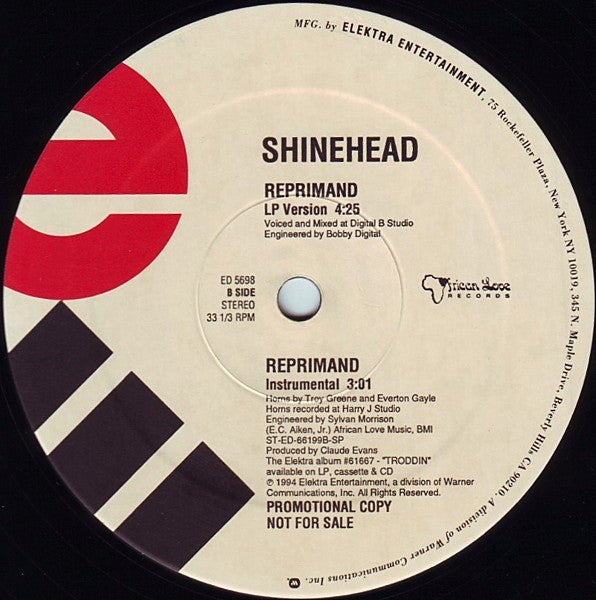 Shinehead : Buff Bay / Reprimand (12", Promo)