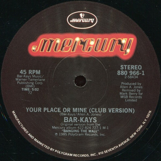 Bar-Kays : Your Place Or Mine (12")