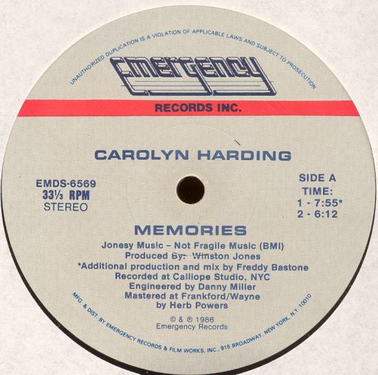 Carolyn Harding : Memories (12")