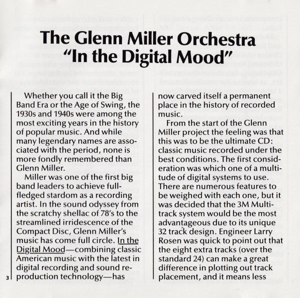 The Glenn Miller Orchestra : In The Digital Mood (CD, Album, RP)