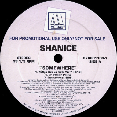 Shanice : Somewhere (12", Promo)