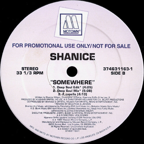 Shanice : Somewhere (12", Promo)