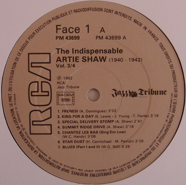 Artie Shaw : The Indispensable Artie Shaw Volumes 3/4 (2xLP, Comp, Gat)