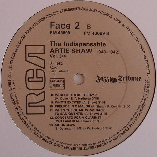 Artie Shaw : The Indispensable Artie Shaw Volumes 3/4 (2xLP, Comp, Gat)
