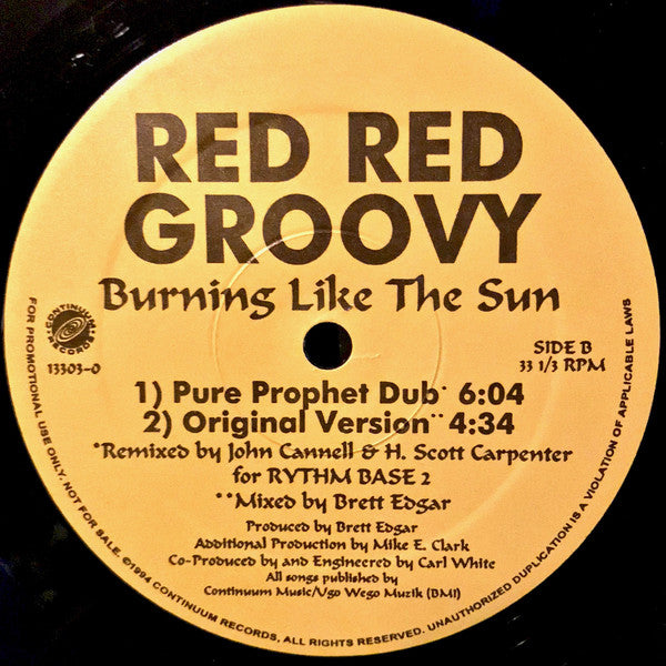 Red Red Groovy : Burning Like The Sun (12", Promo)