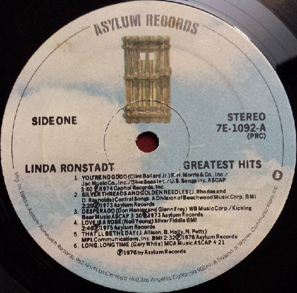 Linda Ronstadt : Greatest Hits (LP, Comp, PRC)