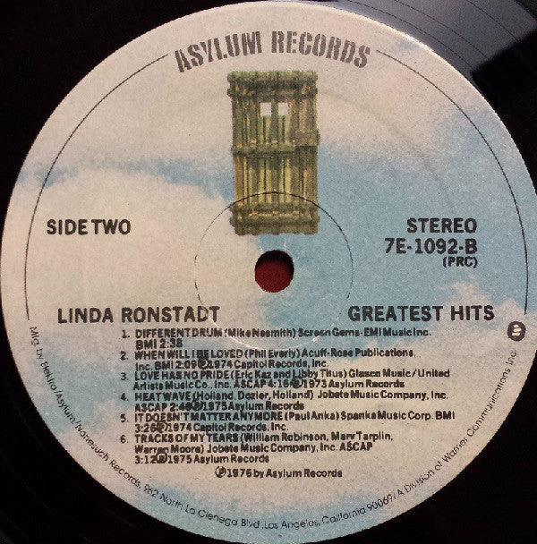 Linda Ronstadt : Greatest Hits (LP, Comp, PRC)