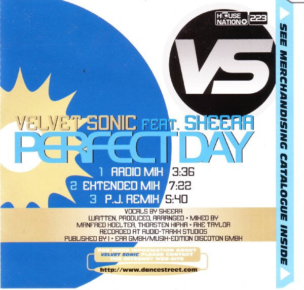 Velvet Sonic Feat. Sheera : Perfect Day (CD, Maxi)