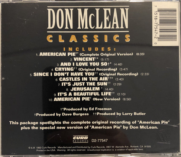 Don McLean : Classics (CD, Comp)