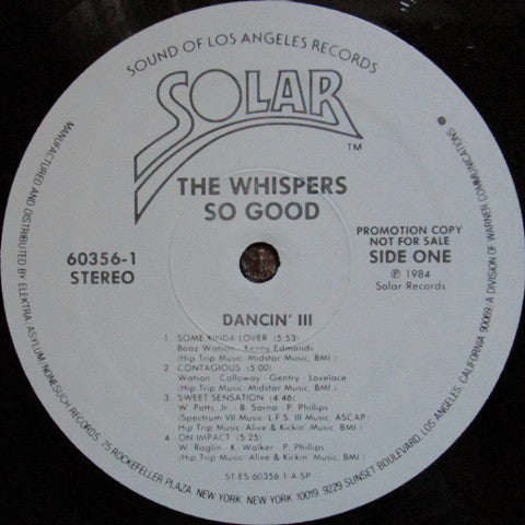 The Whispers : So Good (LP, Album, Promo)