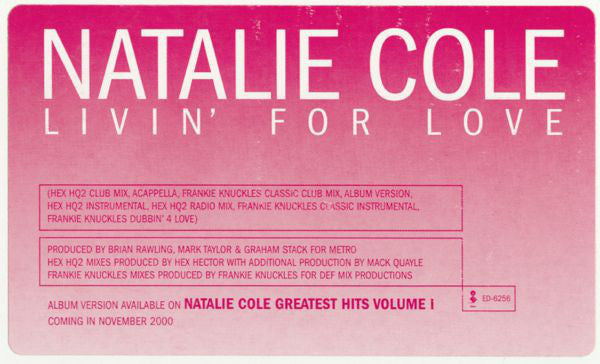 Natalie Cole : Livin' For Love (2x12", Promo)