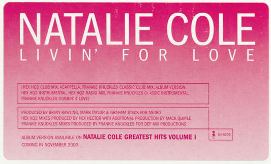 Natalie Cole : Livin' For Love (2x12", Promo)