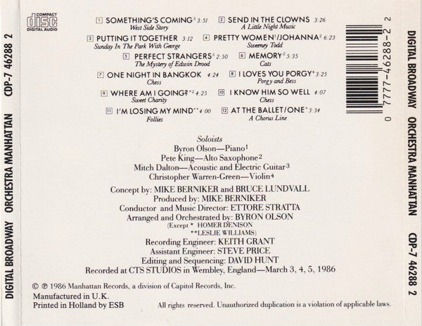 Byron Olson, Orchestra Manhattan : Digital Broadway (CD, Album)