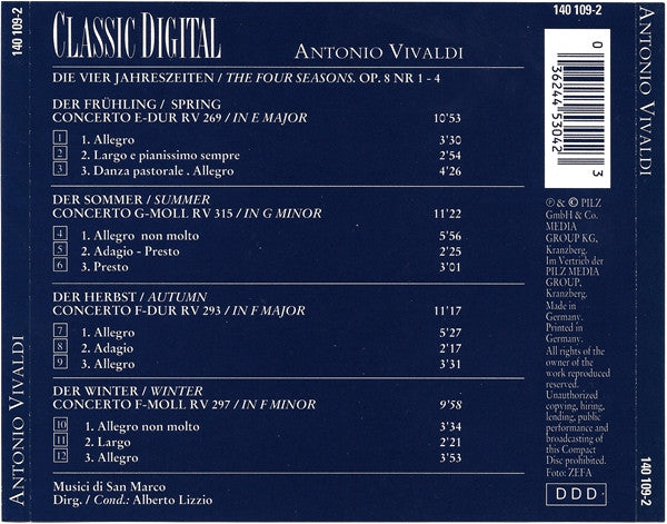 Antonio Vivaldi : Die Vier Jahreszeiten = The Four Seasons (CD)