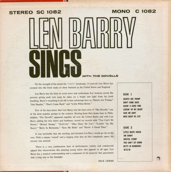 Len Barry Sings With The Dovells : Len Barry Sings With The Dovells (LP, Comp)