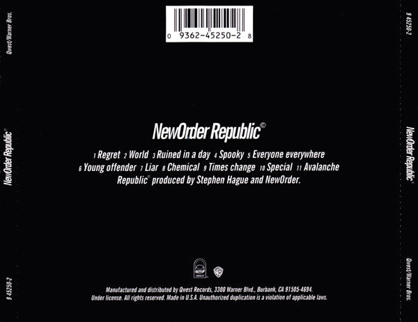 New Order : Republic (CD, Album, ARC)