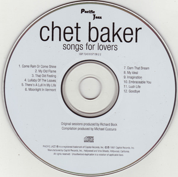 Chet Baker : Songs For Lovers (CD, Comp)