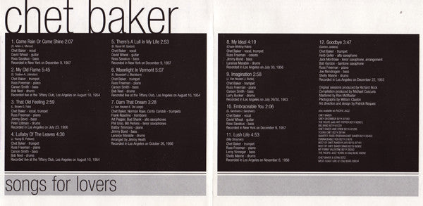 Chet Baker : Songs For Lovers (CD, Comp)