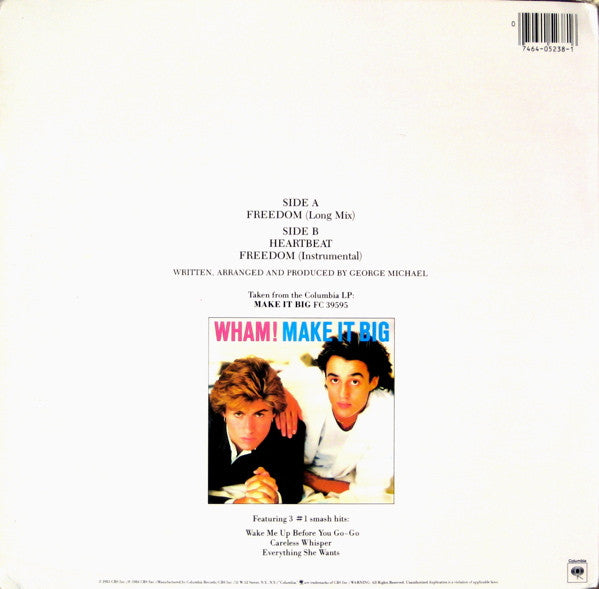 Wham! : Freedom (12", Single)