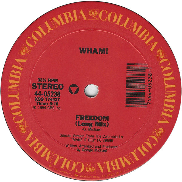 Wham! : Freedom (12", Single)