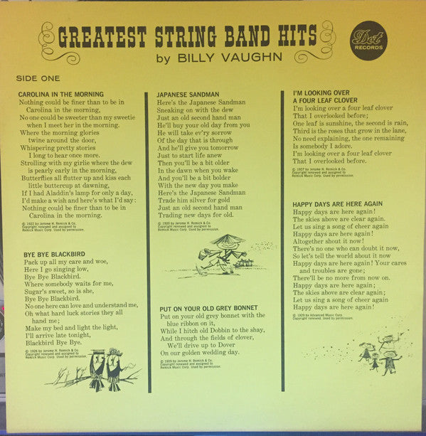 Billy Vaughn : Greatest String Band Hits (LP, Mono)