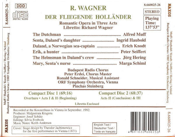 Richard Wagner, Magyar Rádió És Televízió Énekkara, ORF Symphonieorchester, Pinchas Steinberg : Der Fliegende Holländer (2xCD)