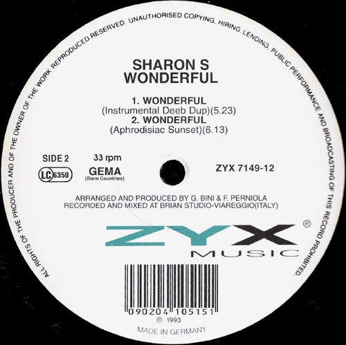 Sharon S : Wonderful (12")