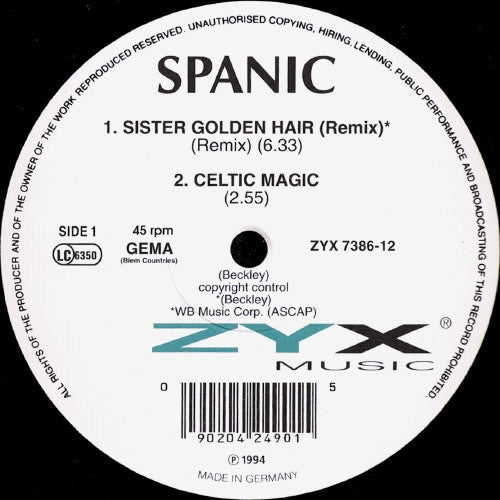 Spanic : Sister Golden Hair (Remix) (12")