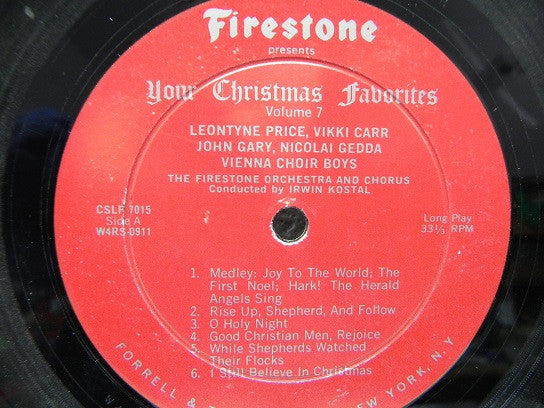 Leontyne Price, Vikki Carr, John Gary, Nicolai Gedda, Die Wiener Sängerknaben, The Firestone Orchestra And Chorus Conducted By Irwin Kostal : Firestone Presents Your Christmas Favorites Volume 7 (LP, Album, Roc)
