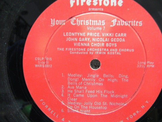 Leontyne Price, Vikki Carr, John Gary, Nicolai Gedda, Die Wiener Sängerknaben, The Firestone Orchestra And Chorus Conducted By Irwin Kostal : Firestone Presents Your Christmas Favorites Volume 7 (LP, Album, Roc)