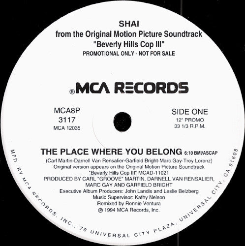 Shai (3) : The Place Where You Belong (12", Single, Promo)