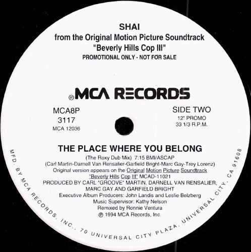 Shai (3) : The Place Where You Belong (12", Single, Promo)