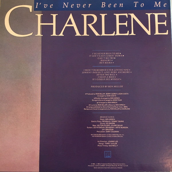 Charlene : I've Never Been To Me (LP, Album, Promo)