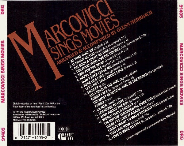 Andrea Marcovicci : Marcovicci Sings Movies (CD, Album, RE)