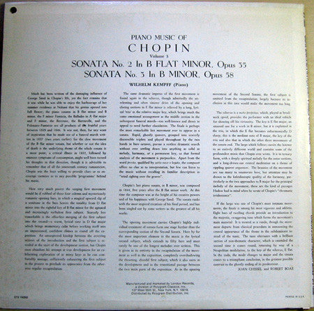 Frédéric Chopin, Wilhelm Kempff : Piano Music Of Chopin - Volume 3 (LP, RE)