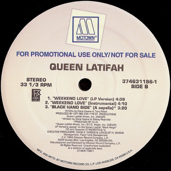 Queen Latifah : Black Hand Side (Remix) (12", Promo)