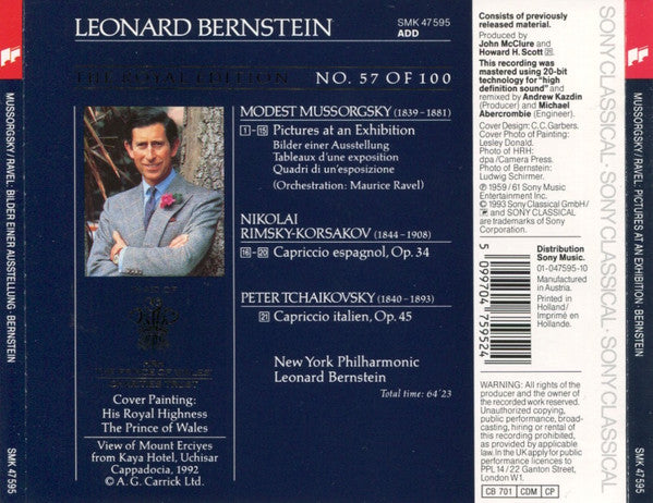 Leonard Bernstein, Modest Mussorgsky, Nikolai Rimsky-Korsakov, Pyotr Ilyich Tchaikovsky, The New York Philharmonic Orchestra : Pictures At An Exhibition - Capriccio Espagnol - Capriccio Italien (CD, Comp, RE, RM)