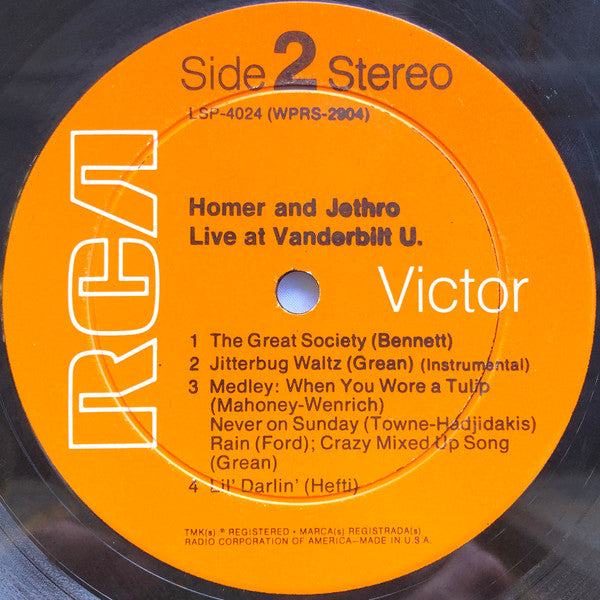 Homer And Jethro : Live At Vanderbilt U. (LP, Album)