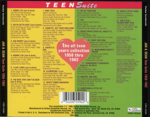 Jan & Dean : Teen Suite 1958-1962 (CD, Comp)